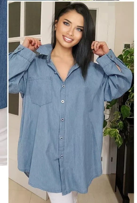 Plus Size Women's Denim Shirt