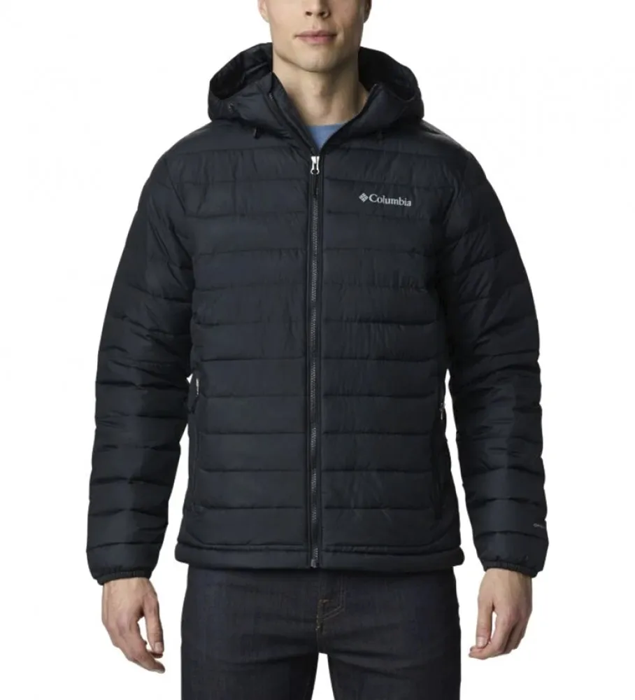 POWDER LITE HOODED JACKET  BLACK  OMNIHEAT | RESULT: ABRIGO NEGRO POWDER LITE CON CAPUCHA  TECNOLOGíA OMNIHEAT