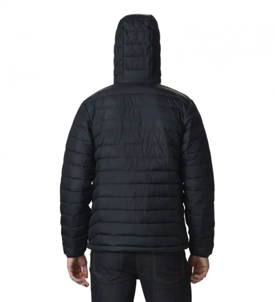 POWDER LITE HOODED JACKET  BLACK  OMNIHEAT | RESULT: ABRIGO NEGRO POWDER LITE CON CAPUCHA  TECNOLOGíA OMNIHEAT