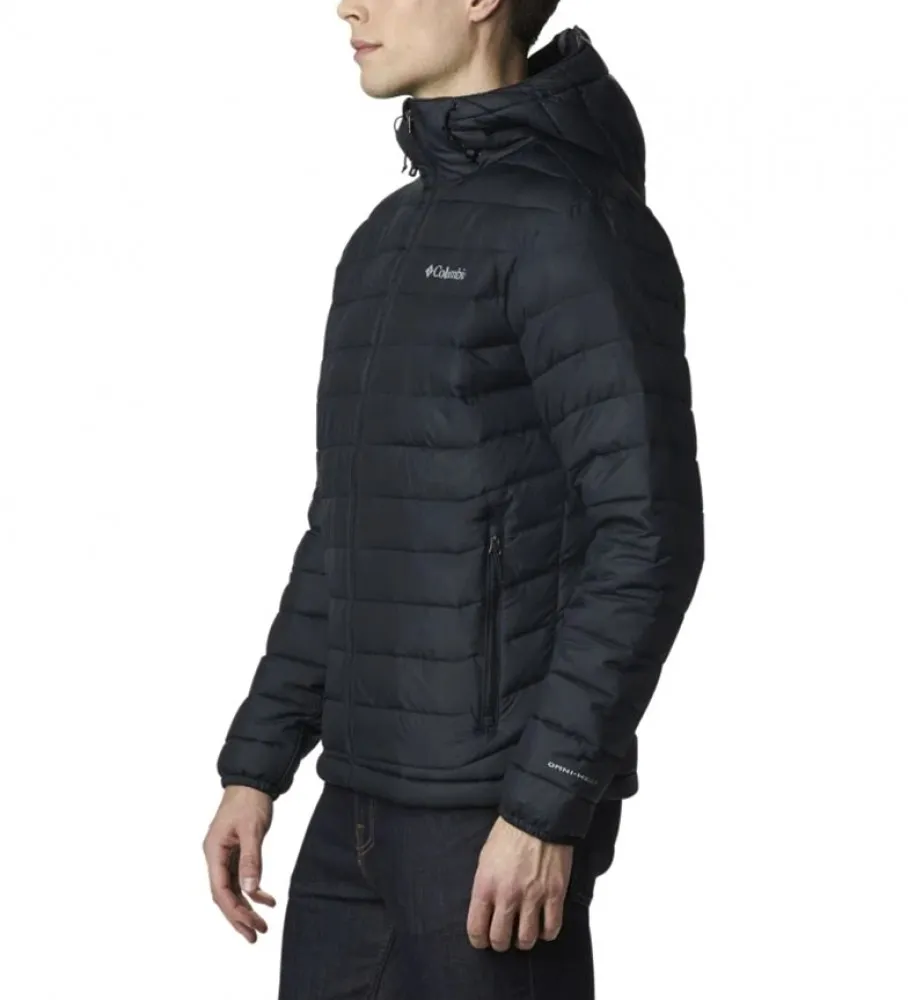 POWDER LITE HOODED JACKET  BLACK  OMNIHEAT | RESULT: ABRIGO NEGRO POWDER LITE CON CAPUCHA  TECNOLOGíA OMNIHEAT
