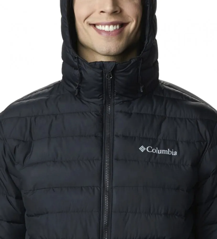 POWDER LITE HOODED JACKET  BLACK  OMNIHEAT | RESULT: ABRIGO NEGRO POWDER LITE CON CAPUCHA  TECNOLOGíA OMNIHEAT