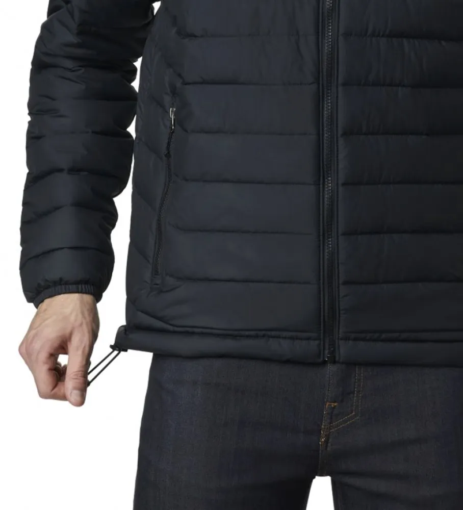 POWDER LITE HOODED JACKET  BLACK  OMNIHEAT | RESULT: ABRIGO NEGRO POWDER LITE CON CAPUCHA  TECNOLOGíA OMNIHEAT