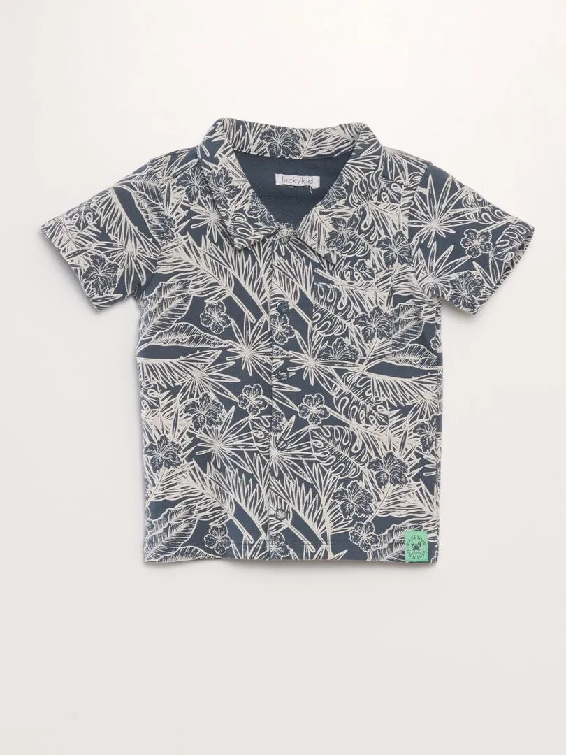 Printed blue knit shirt