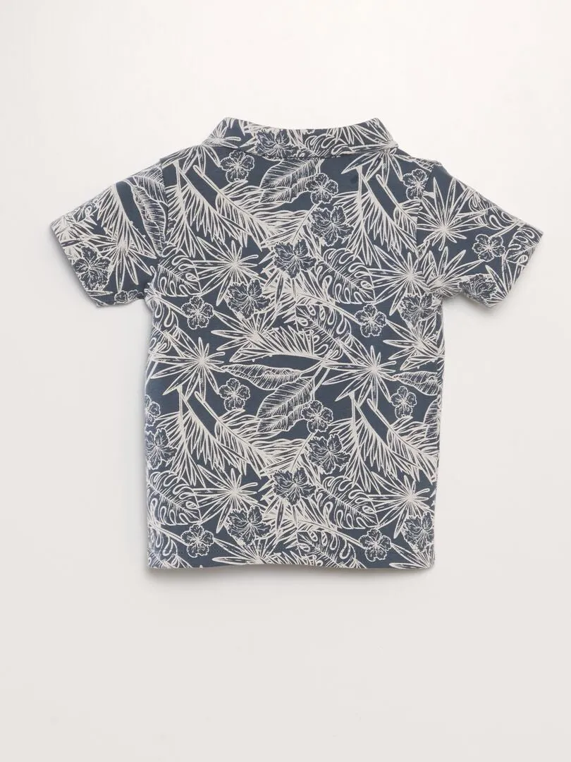 Printed blue knit shirt