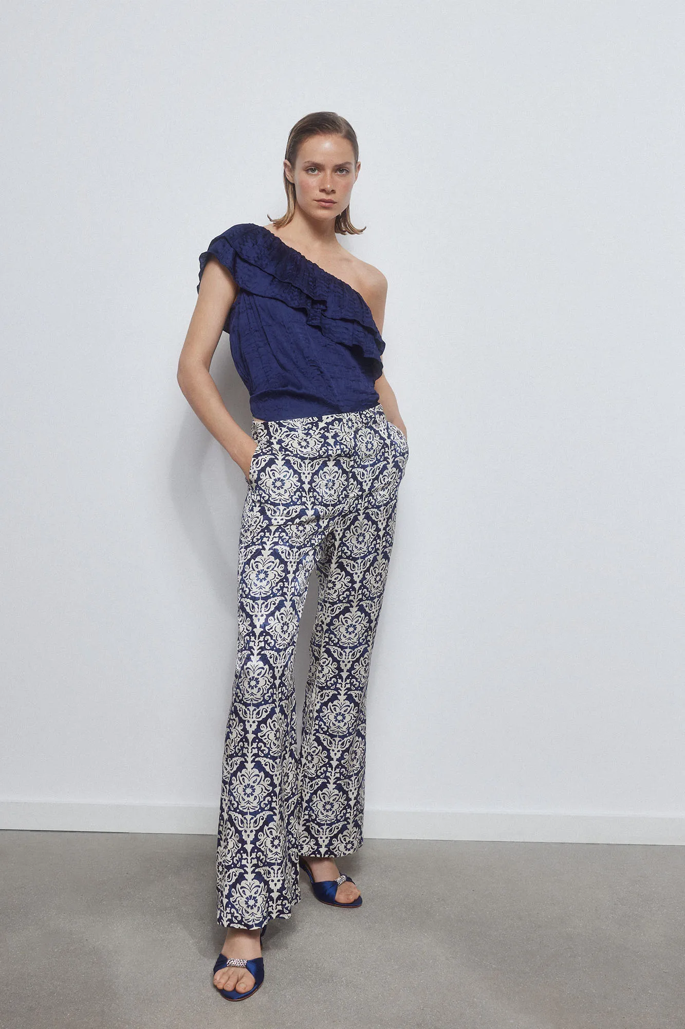 Patterned Flared Trousers
