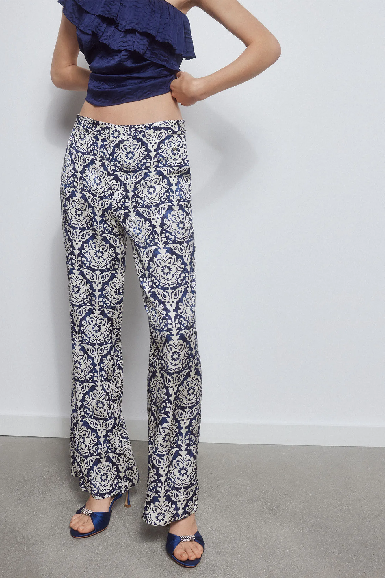 Patterned Flared Trousers