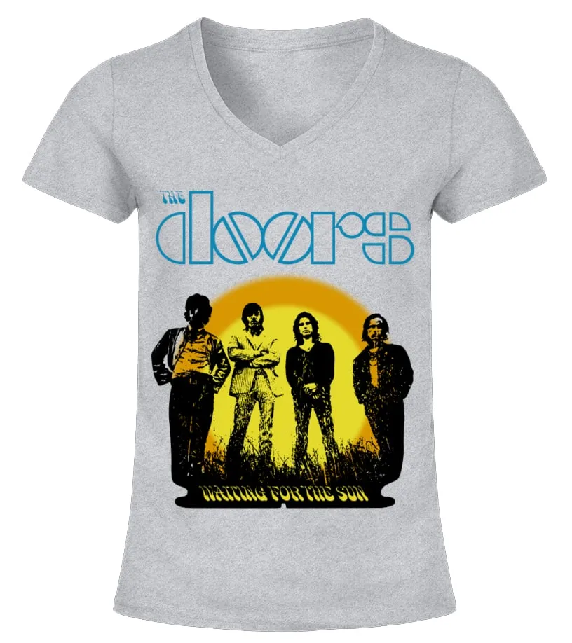 PSY200062GR. THE DOORS WAITING FOR THE SUN VNECK WOMEN'S TSHIRT
