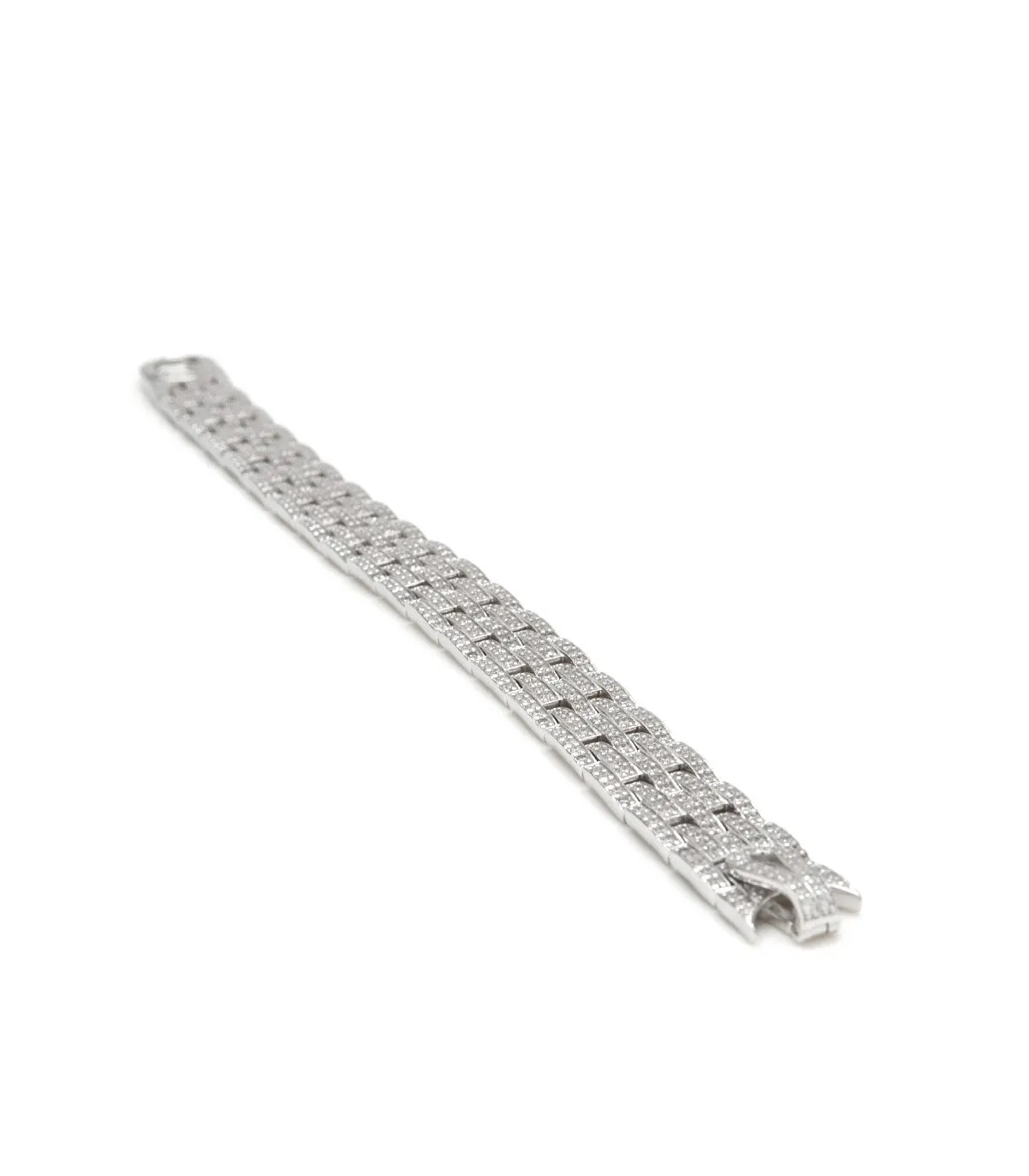 PULSERA TRES BANDAS PLATA CON CIRCONITAS  LINEARGENT  14603P