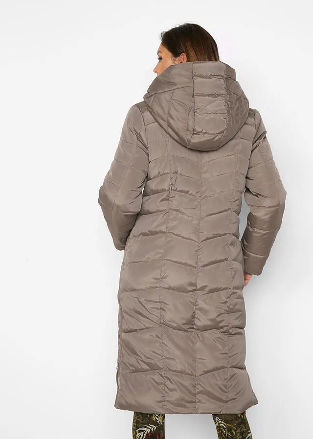 QUILTED REVERSIBLE BROWNGREYISH IVORY COAT