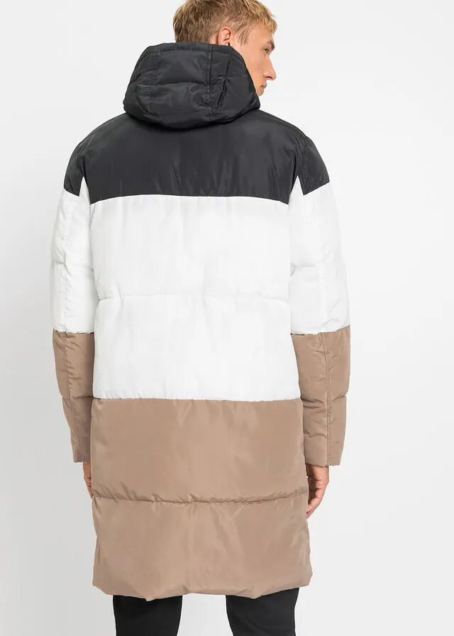 RECYCLED POLYESTER QUILTED COAT  BLACKWHITECAMEL