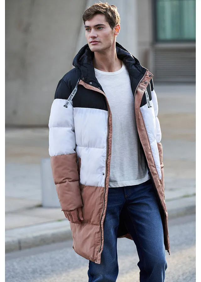 RECYCLED POLYESTER QUILTED COAT  BLACKWHITECAMEL