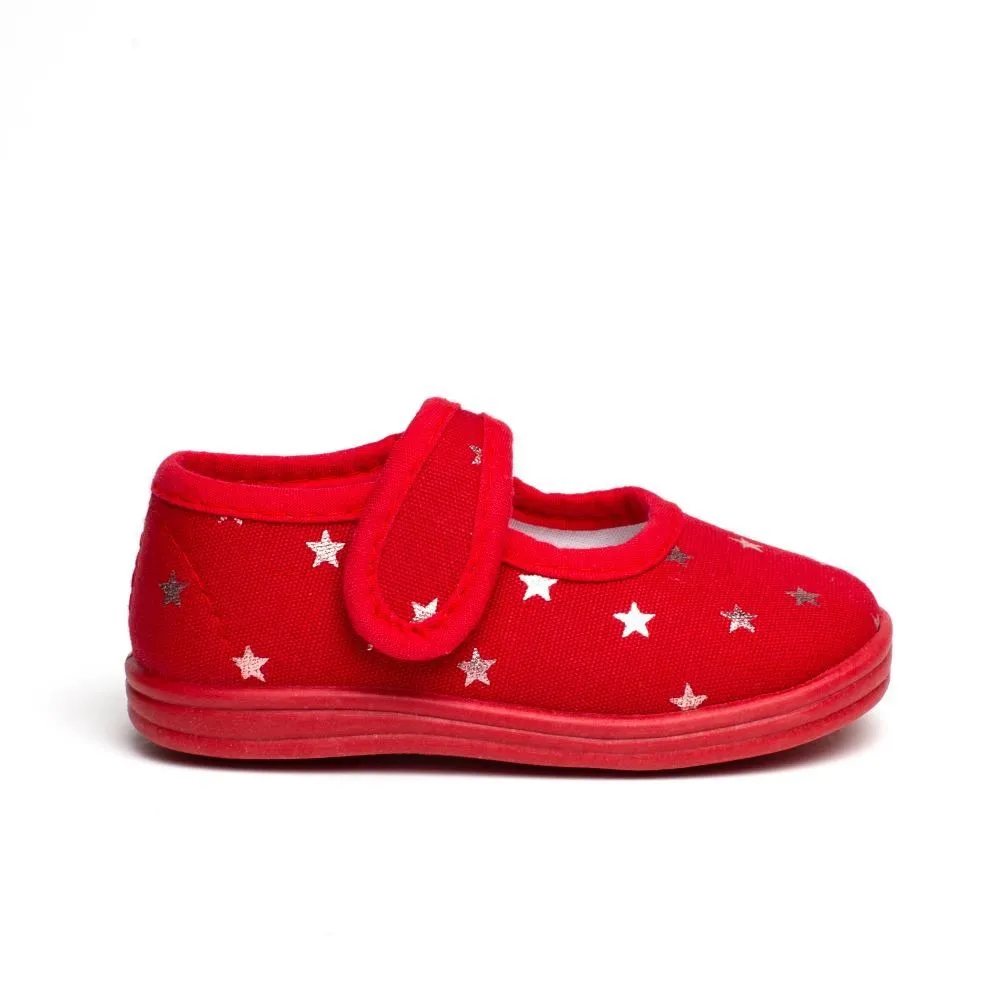 Red canvas stars sneakers