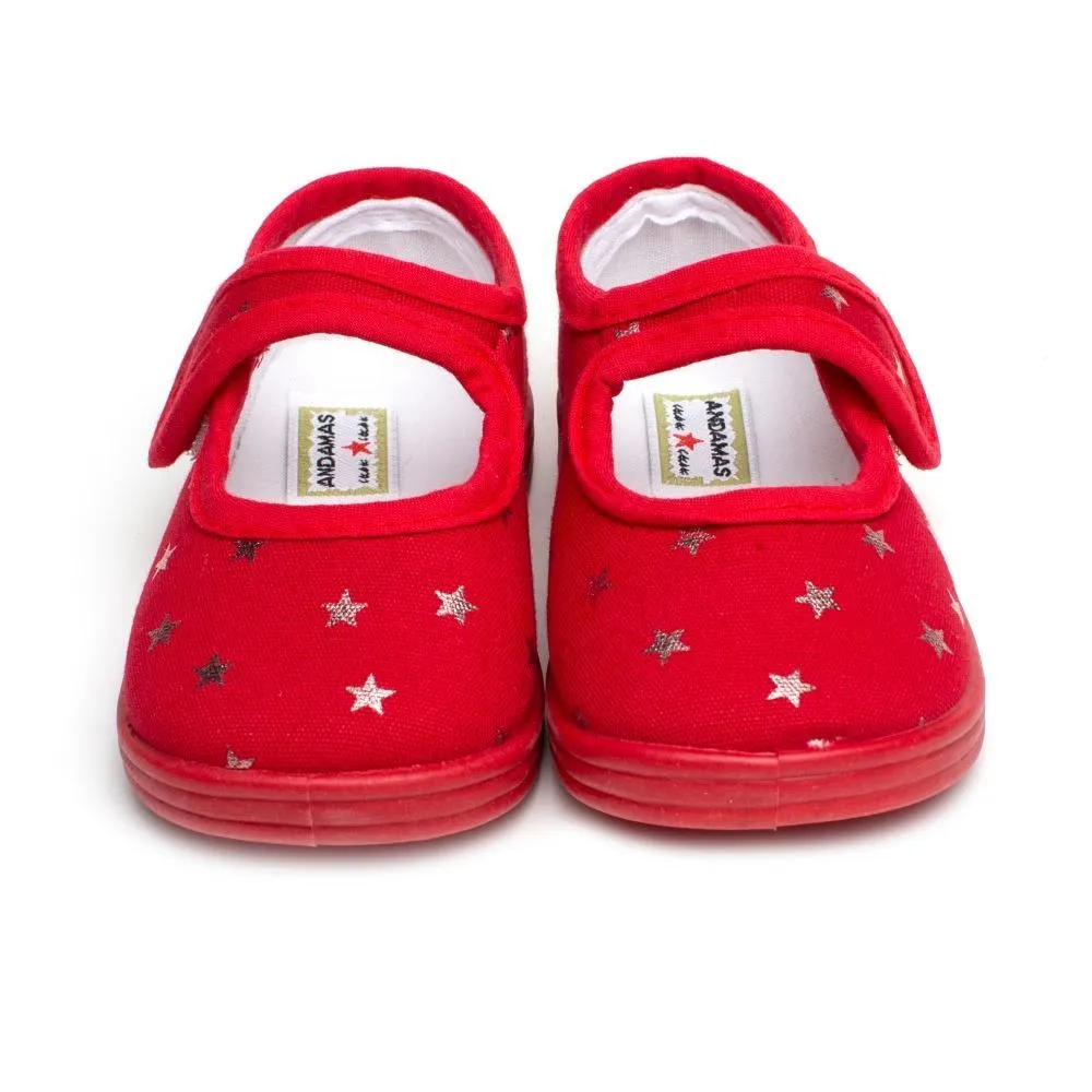Red canvas stars sneakers