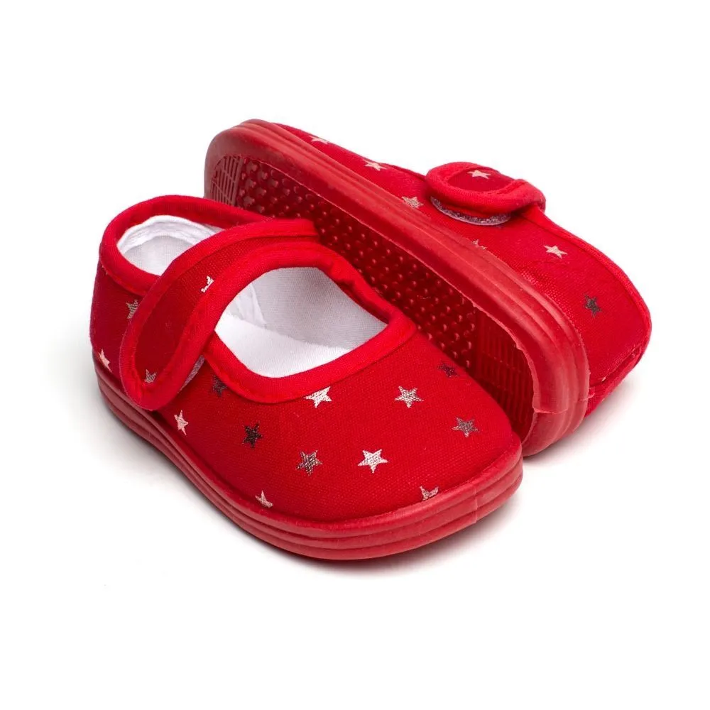 Red canvas stars sneakers