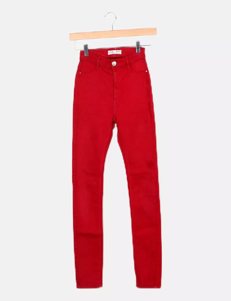 red skinny Stradivarius jeans