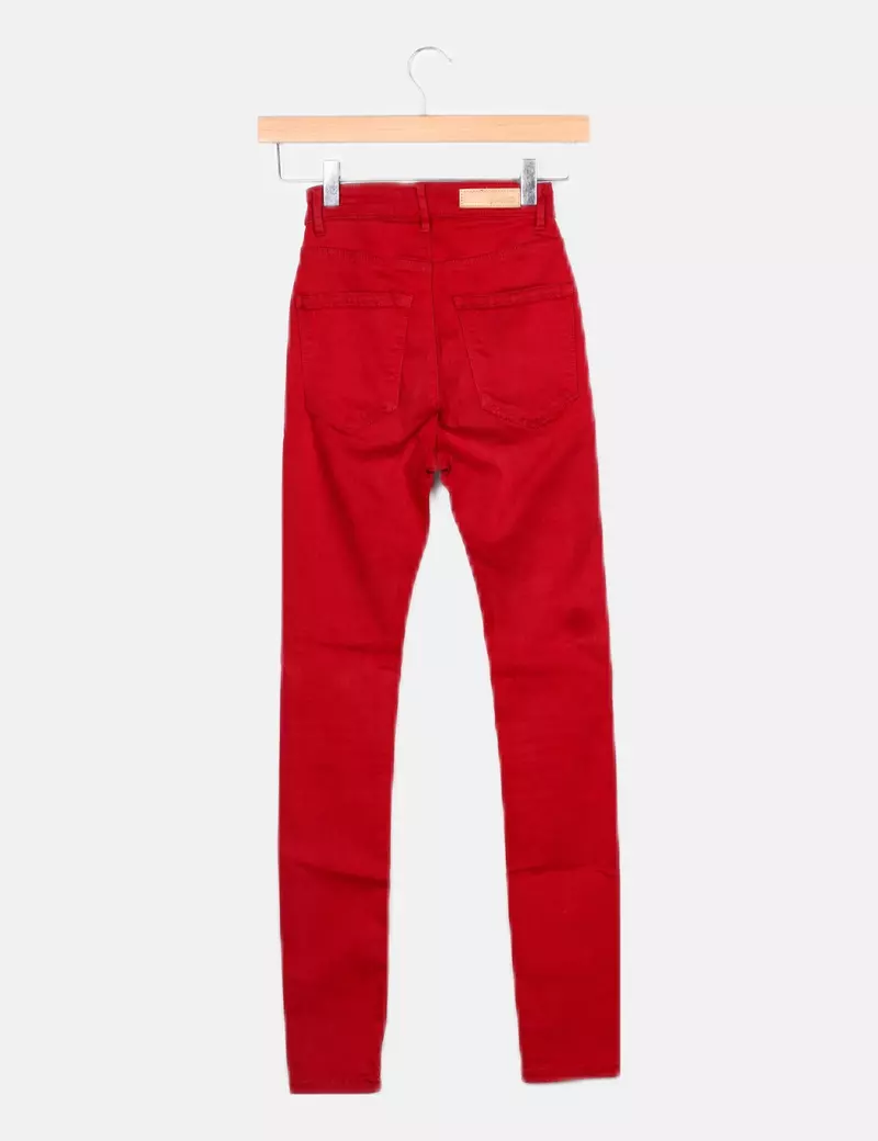 red skinny Stradivarius jeans