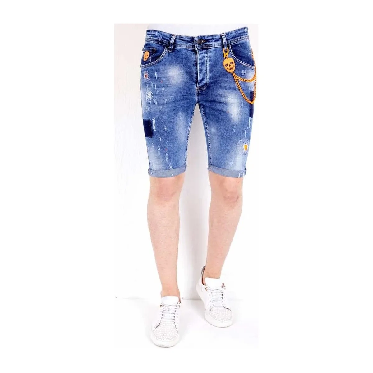 Ripped Denim Men's Bermuda Shorts