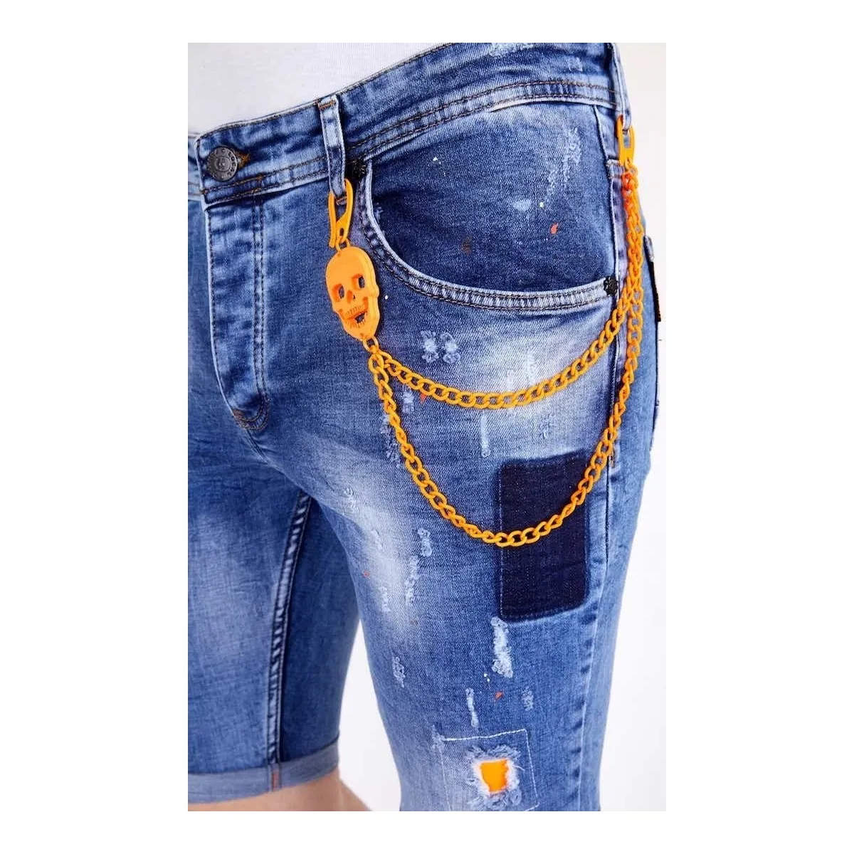 Ripped Denim Men's Bermuda Shorts