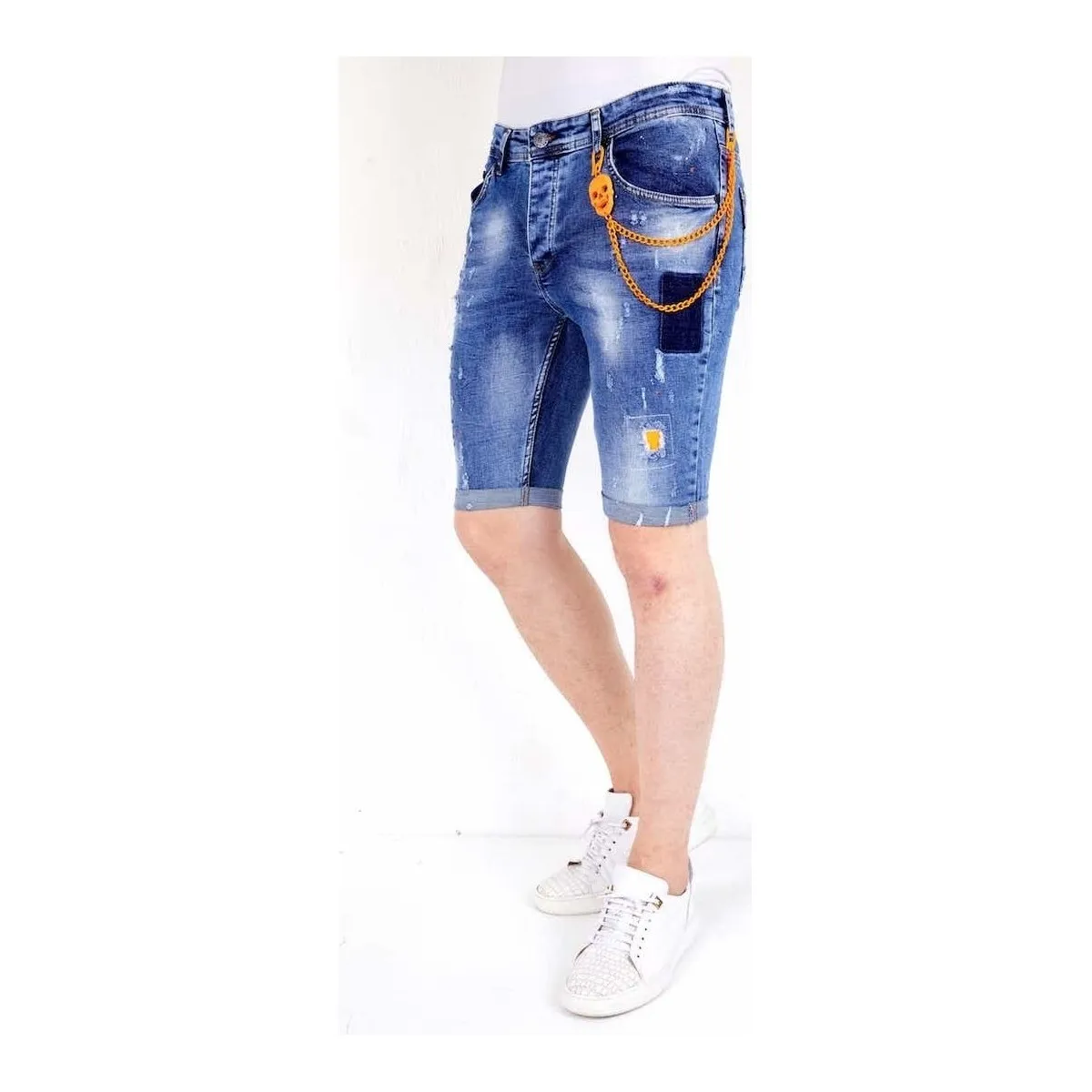 Ripped Denim Men's Bermuda Shorts