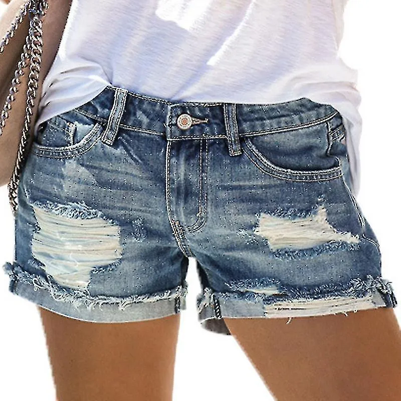 Ripped Denim Shorts Jeans Women Hot Pants Distressed Frayed Short Pants
