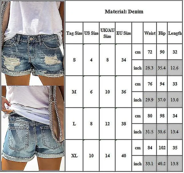 Ripped Denim Shorts Jeans Women Hot Pants Distressed Frayed Short Pants