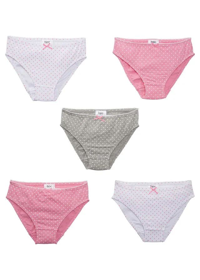 Rosa+blanco+gris claro jaspeado topos underwear (5 unidades)