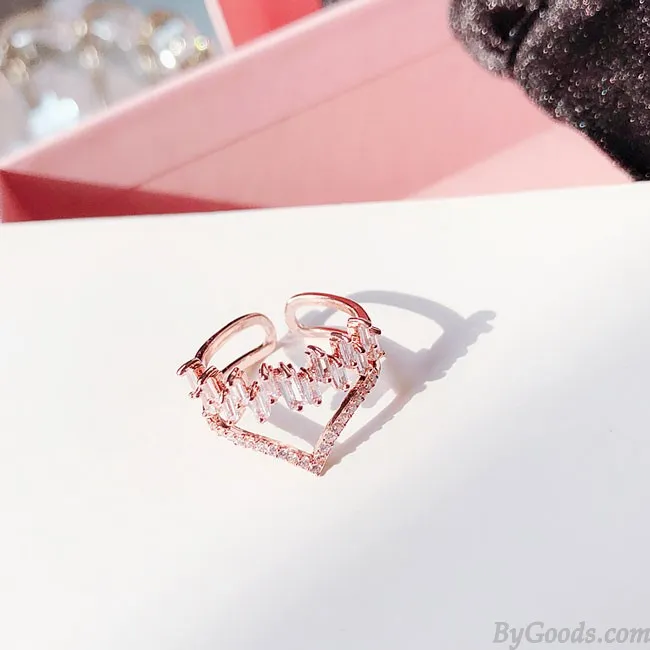 Shining Exaggeration Full Diamond Adjustable Open Ring