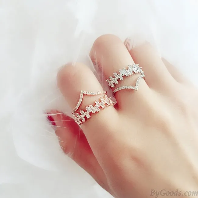 Shining Exaggeration Full Diamond Adjustable Open Ring