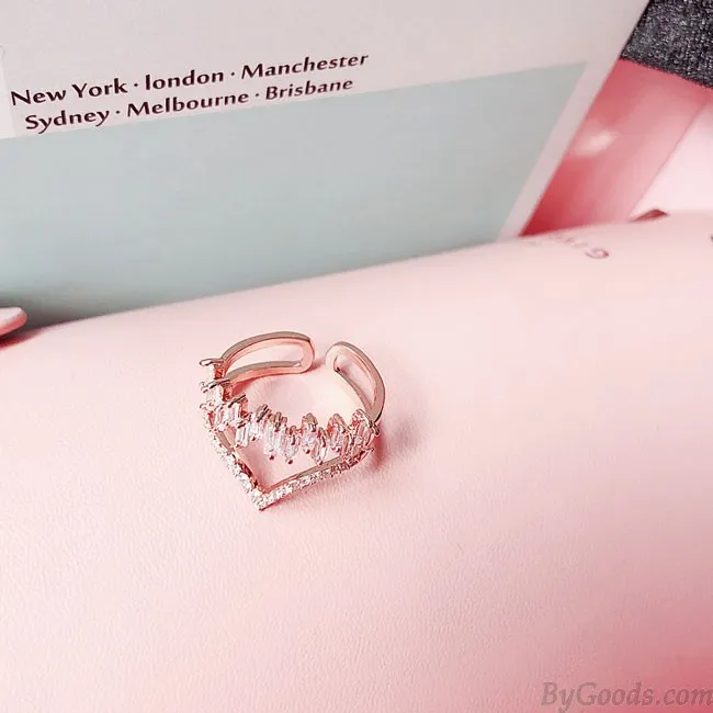 Shining Exaggeration Full Diamond Adjustable Open Ring
