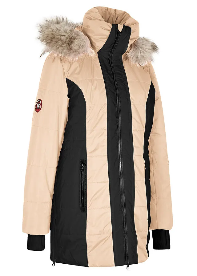 SHORT OUTDOOR COAT BEIGEBLACK