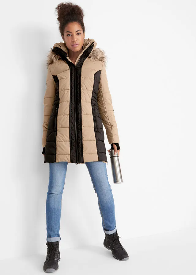 SHORT OUTDOOR COAT BEIGEBLACK