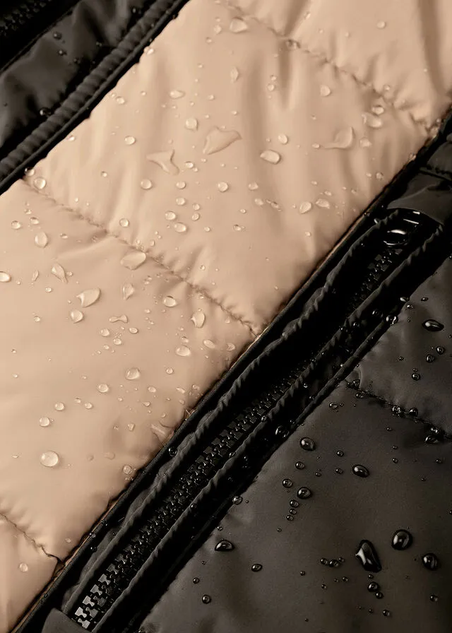 SHORT OUTDOOR COAT BEIGEBLACK