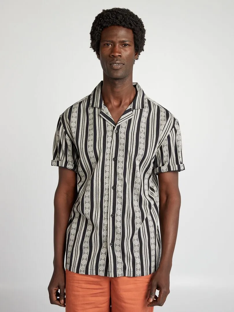 SHORTSLEEVE STRIPED SHIRT  BLACK