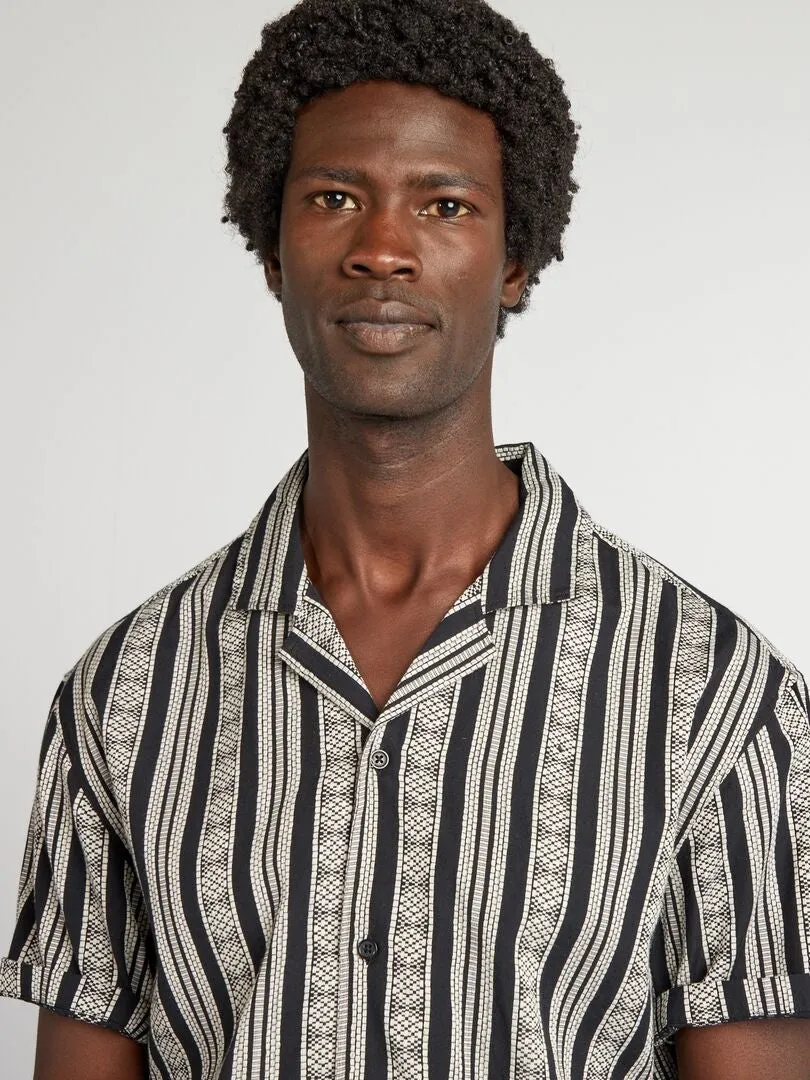 SHORTSLEEVE STRIPED SHIRT  BLACK