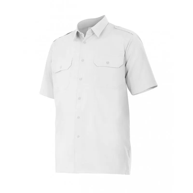 SHORTSLEEVE WHITE WORK SHIRT WITH EPAULETS  VELILLA