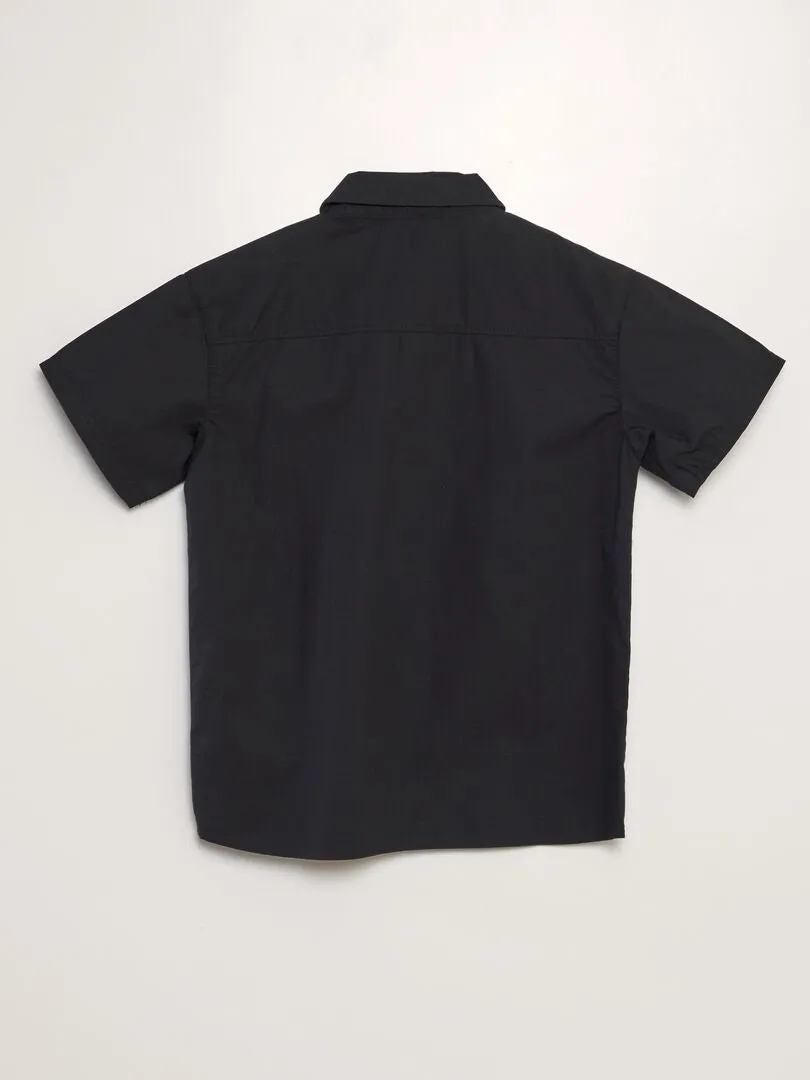 SHORTSLEEVED LINEN SHIRT  BLACK.