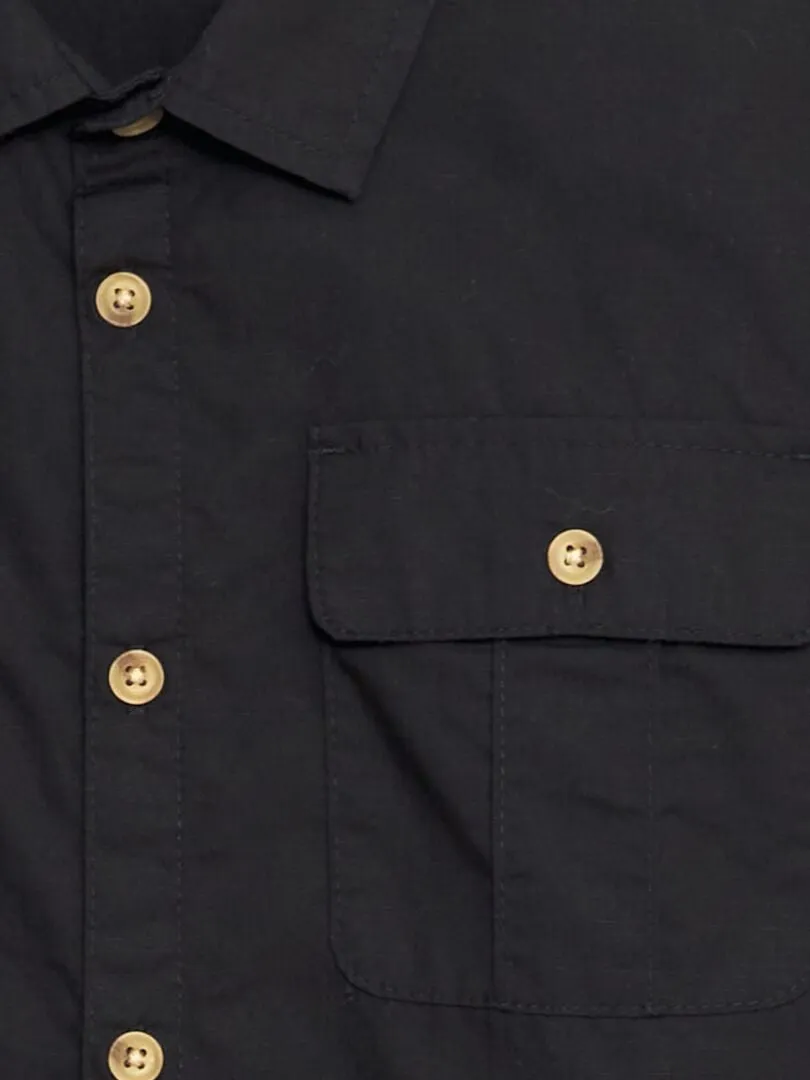 SHORTSLEEVED LINEN SHIRT  BLACK.