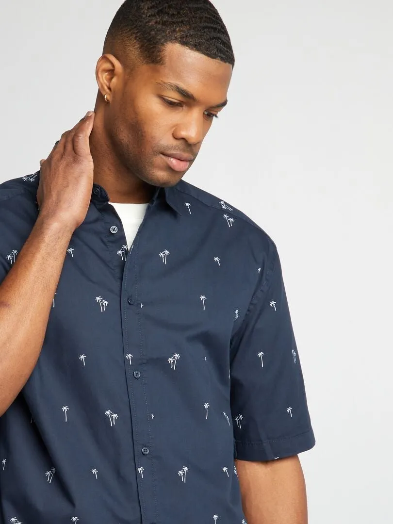 SHORTSLEEVED PRINTED SHIRT  BLUE