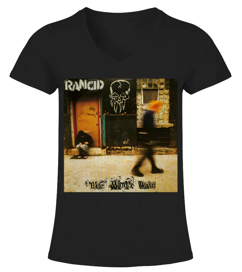 RANCID LIFE WON'T WAIT WOMEN'S VNECK TSHIRT