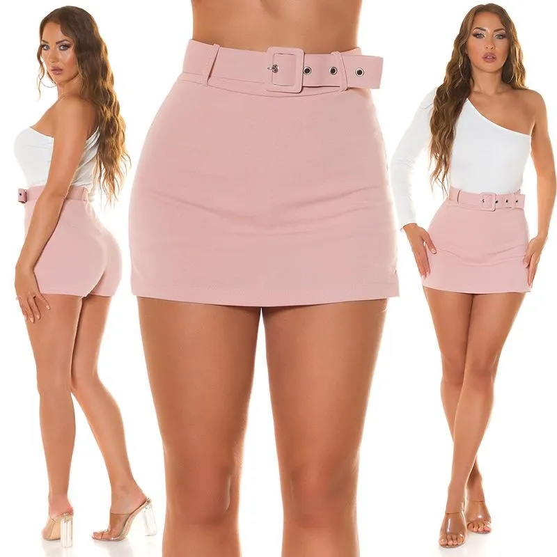 Skirt Pants with Pink Belt.