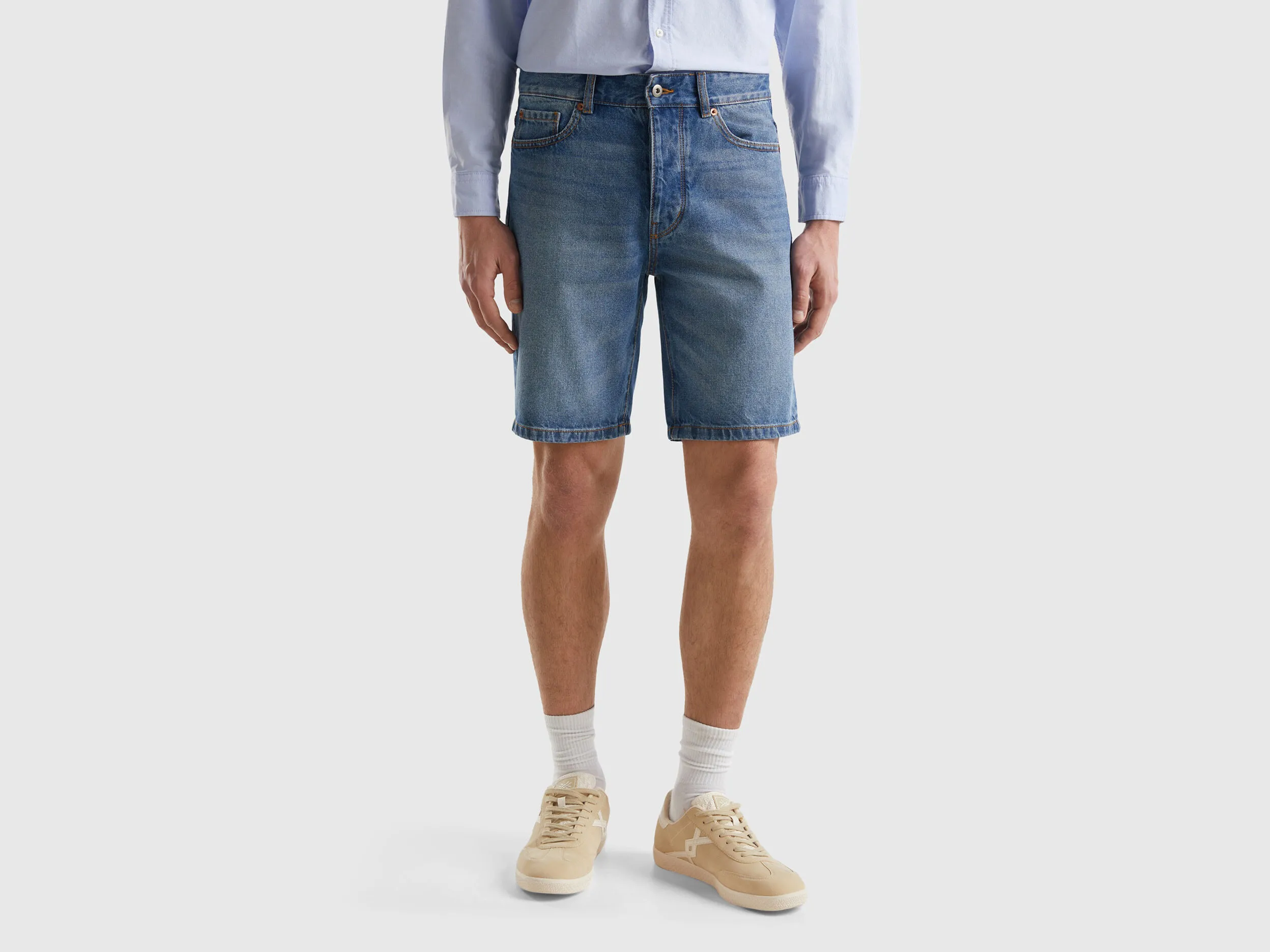 Slim fit denim Bermuda shorts