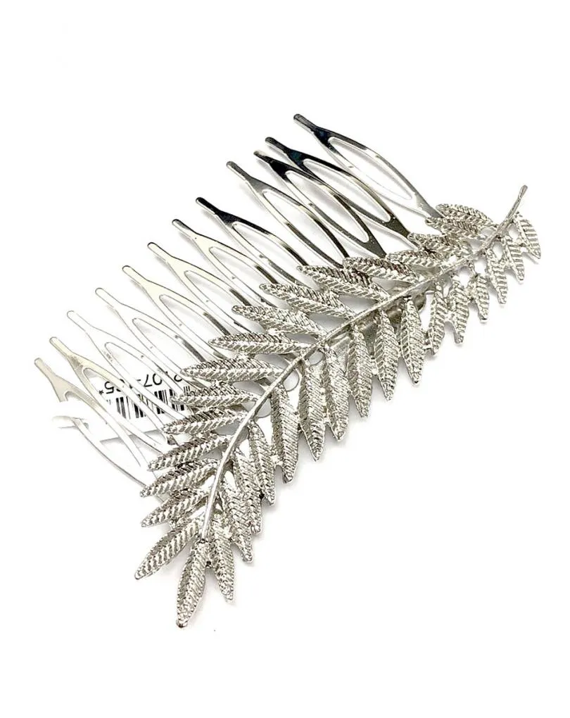 Small Silver Bridal Hair Combs with Delicate Leaf Designs