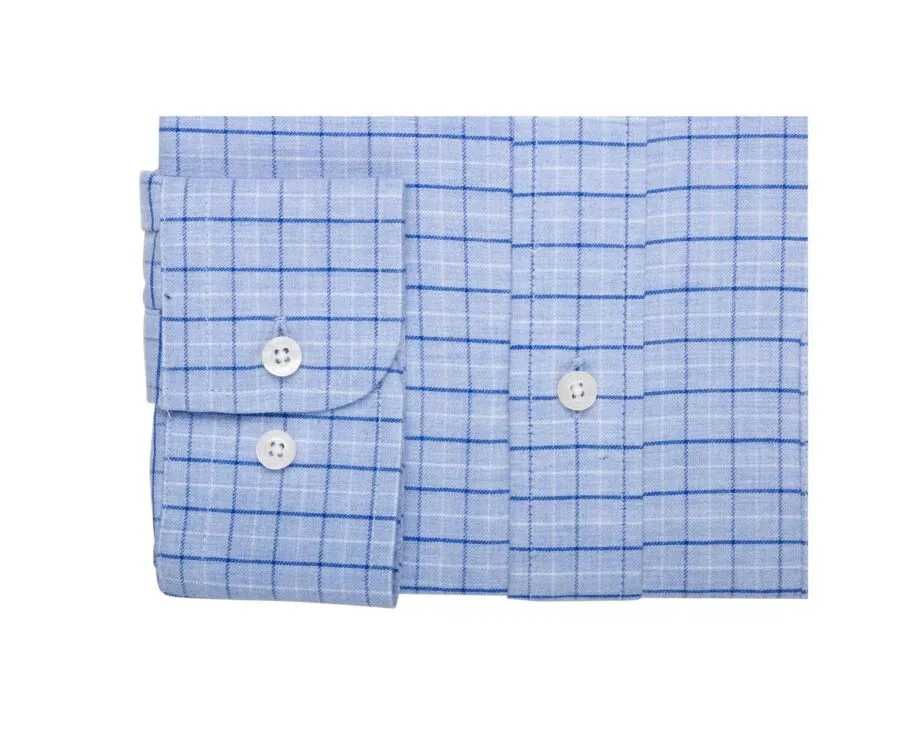 SOFT BLUE TWILL SHIRT WITH CHECKS  CHEST POCKET  BENETTH