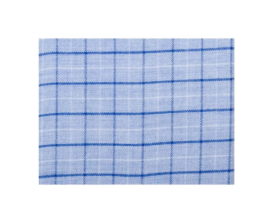 SOFT BLUE TWILL SHIRT WITH CHECKS  CHEST POCKET  BENETTH