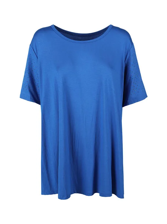 Women's Maxi Shirt with Rhinestone Sleeves