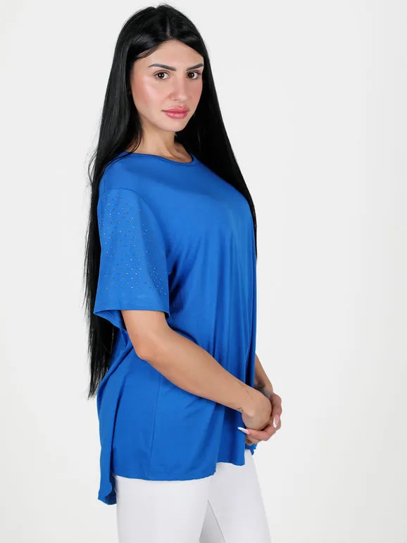 Women's Maxi Shirt with Rhinestone Sleeves