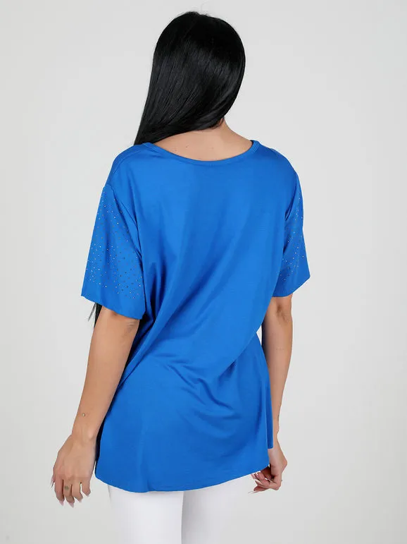 Women's Maxi Shirt with Rhinestone Sleeves