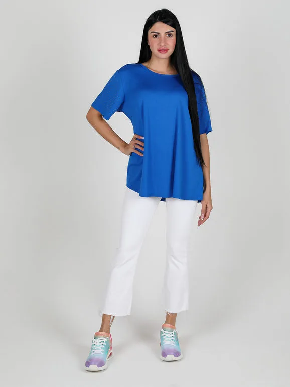 Women's Maxi Shirt with Rhinestone Sleeves