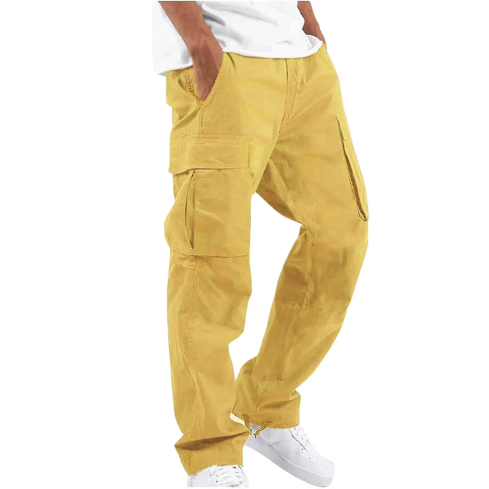 Solid Casual Outdoor Straight Fit Pants Fitness Cargo Pants Pants