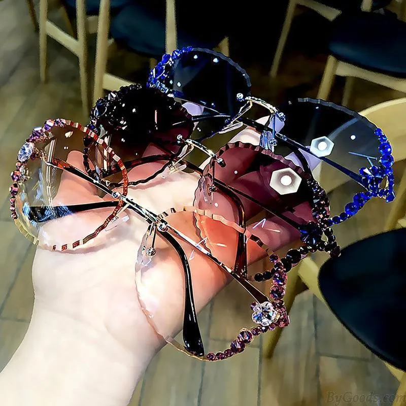 Sparkly Diamond Polarized Sunnies For Shopping Driving UV Protection Oversize Women's Sunglasses